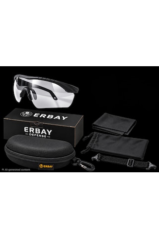 Erbay Raven V1 Tek Lensli Şeffaf Taktik Koruyucu Gözlük Askeri Atış Airsoft Outdoor Polikarbon Uv400 Anti Fog Anti Scratch Ansı Z87.1 En 16321:2022