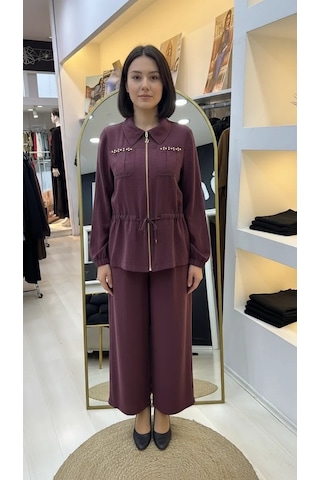 Nuss Pantolonlu Takım 1049 Bordo Bordo