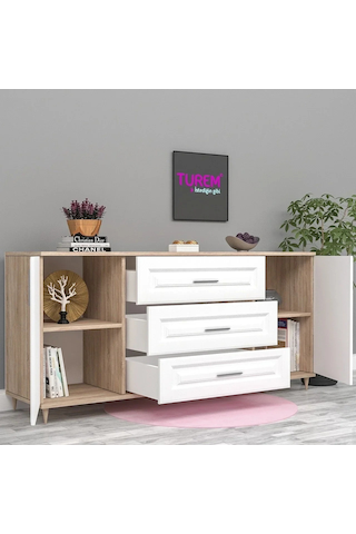 Çiçek Membran Kapak Konsol Mdf Beyaz