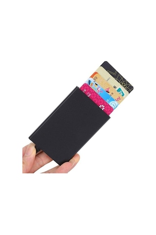 Machine Model Otomatik Mekanizmalı Kredi Kartlık Alüminyum Rfıd Koruma Sistemli Mat Siyah