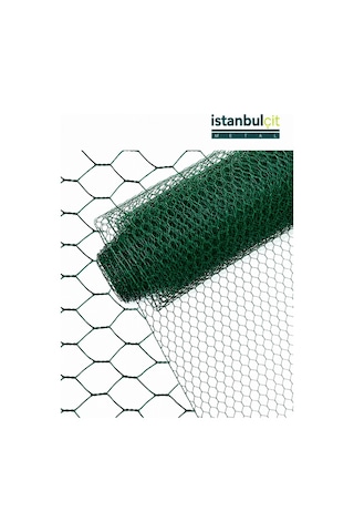 İstanbul Çit Metal Pvc Kümes Teli 3/4 İnç 19 Mm Göz 0,70 Mm Tel Kalınlığı Yeşil Altıgen Örgülü Bahçe Çiti