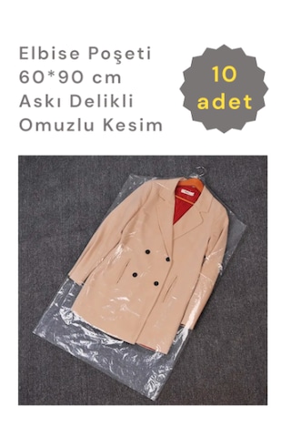 Colorpak Elbise Poşeti Askı Delikli Omuzlu Şeffaf Hurç 10'lu 60 x 90 CM