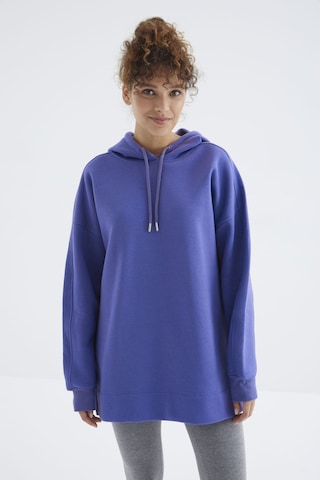 Tommy Life Eflatun Reglan Kol Basic Kapüşonlu Oversize Sweatshirt Tunik - 97242 Eflatun