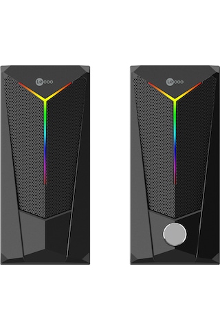 Lecoo DS104 Kablolu USB + 3.5mm Jack 6W RGB Aydınlatmalı Masaüstü Hoparlör Siyah