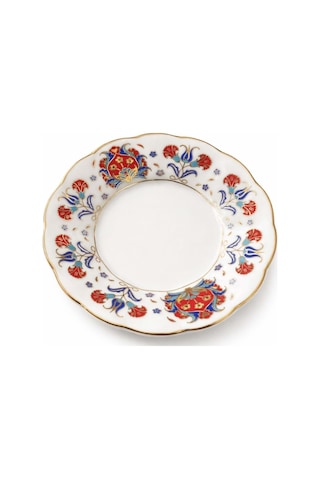 12 Li Yaldızlı Osmanlı Motif Porselen Çay Tabağı Desenli Çay Tabak