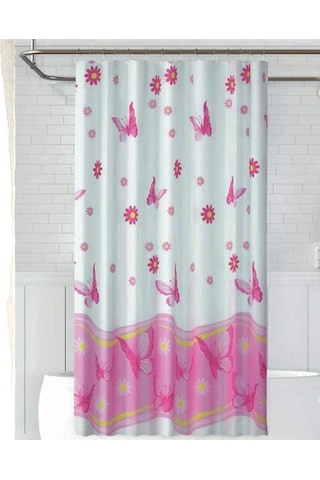 Zethome Jackline Banyo Duş Perdesi 6020 Tek Kanat Pembe 1X180X200 Çok Renkli