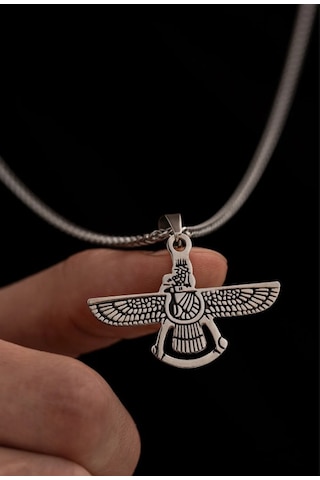 Osmanlı Gümüş Ahura Mazda Model Çelik Kolye