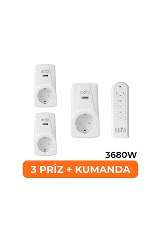 Axis 3'lü Uzaktan Kumandalı Priz Set 3680 W
