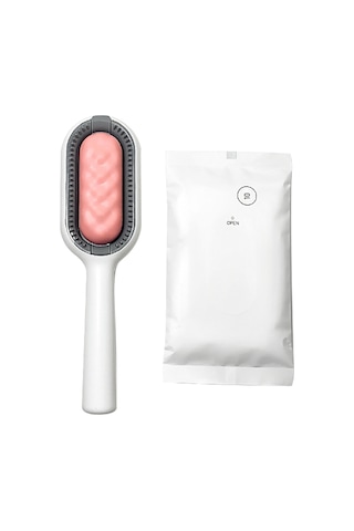 Vkemall Kedi Köpek 4'lü Fonksiyonlu Tüy Temizleme Aleti - Dökülen Tüy Alma, Masaj, Saç Temizleme, Güzellik Bakıcısı - Pembe Kısa Dişli Ve 10 Lü Islak Mendil Seti