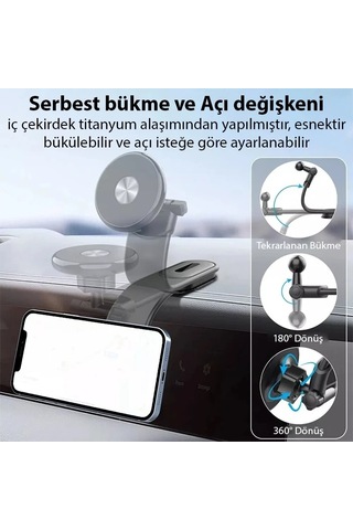 Ally Ayarlanabilir Araç İçi Torpido Üstü Manyetik Telefon Tutucu- 5775 Siyah