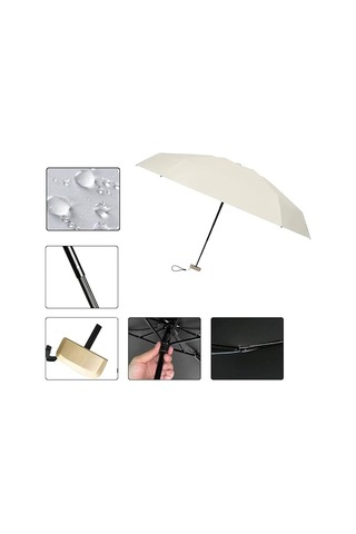 Mini Cep Şemsiyesi Katlanabilir Şemsiye Ultra Hafif Katlanabilir Kauçuk Şemsiye Güneşli Seyahat Su Geçirmez Rüzgar Geçirmez Krem Beyaz Diğer