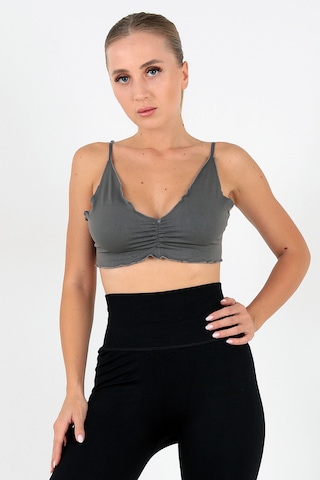 Doremi Büzgü Detay Ayarlanabilir Askılı Büstiyer Gri-xs gri