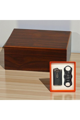 Cedar Alman Humidor Puro Kutusu Karbon Çakmak Kesici Seti