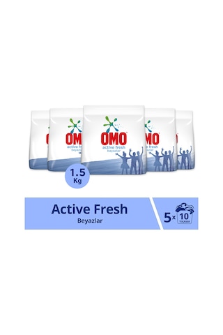 Omo Active Fresh Beyazlar için Toz Çamaşır Deterjanı 5 x 1500 G