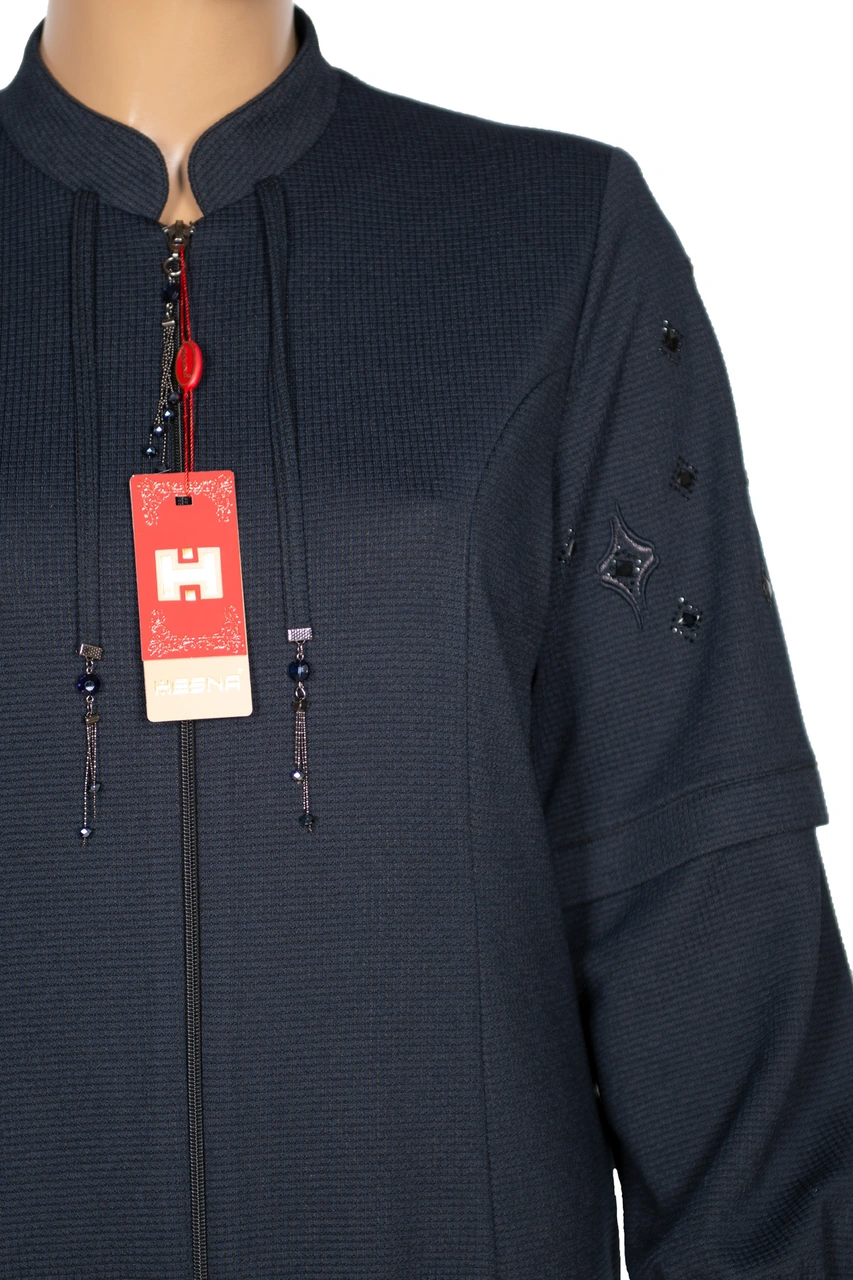 Hesna Kadın Miray Büyük Beden Baharlık Kuplu Lacivert Pardesü Lacivert