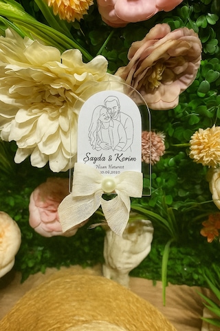 Uv Baskı Pleksi Magnet Söz, Nişan, Nikah, Düğün, Kına 10 Adet Gümüş - Sarı
