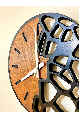 Modern Duvar Saati - 38 Cm Sessiz Akar Mekanizma - El Yapımı Dekoratif Ahşap Tasarım - Estetik Salon Ve Ofis Duvar S Çok Renkli