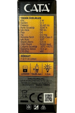 Cata Ct-4255 3w 12v 3200k Günışığı G4 Duylu Led Kapsül Ampul