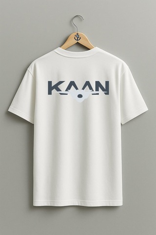 Bahriyeli Collection Oversize Tf-x Kaan 5.nesil Savaş Uçağı Göğüs Ve Sırt Tasarımlı Unisex T-shirt Beyaz