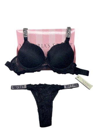 Victoria's Secret Victoria"s Secret Pusch Up Set Alt Üst Dolgulu Sütyen Ve Külot Takım 2"li Set Siyah