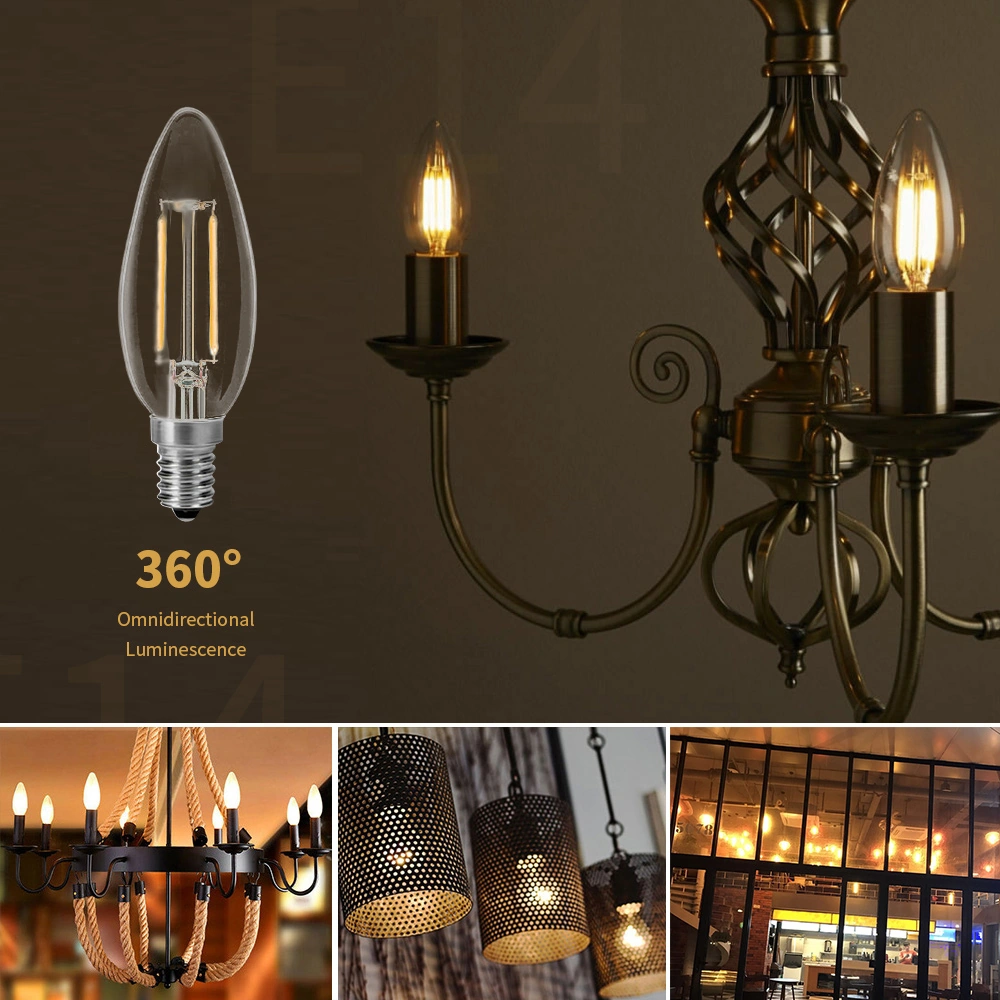 Skycity E14 Vitesli 2w Led Mum Ampülü - 2700k Sıcak Beyaz Işık, 50.000+ Saat Ömür, 90% Elektrik Tasarrufu, Klasik Cam Tasarım Şeffaf