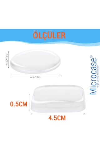 Microcase Darbe Önleyici Yapışkanlı Silikon Kapı Kolu Stoperi Tamponu Kare Tasarım - Al5005 3 Adet