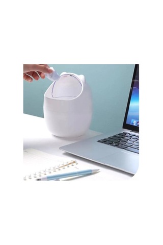 Ranyeek 1.2l Beyaz Ovaş Tipi Plastik Masaüstü Mülakat Kutusu, Kayar Kapaklı, Temizlik Ve Organize Etme İçin