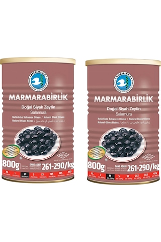 Marmarabirlik Doğal Salamura Zeytin 800 Gr Teneke M Boy 261-290 X 2 Adet