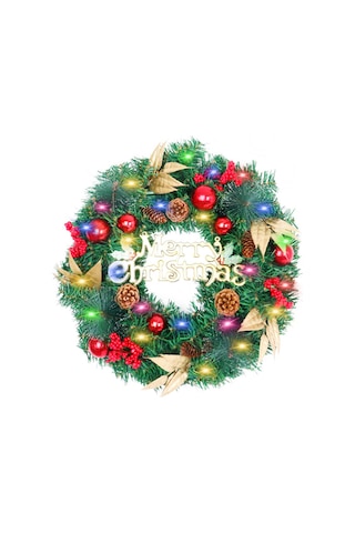 Ön Kapı 19 7" Yapay Noel Çelengi Renkli Işık