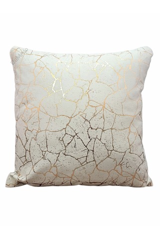 Altın Varak Desenli Dekorafit Tekli Kırlent Kılıfı 42x42 Cm Şık Ve Zarif Tasarım Krem