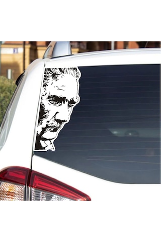 Mustafa Kemal Atatürk Sticker - Atatürk Silüet Sticker - Araba Oto Cam Motosiklet Karavan Sticker - 00018 12X6 Cm