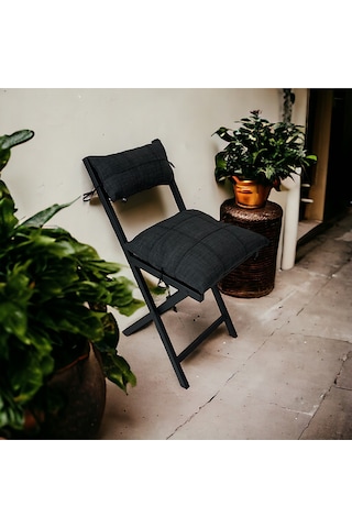Modern Style Home Bahçe - Balkon, Iç Ve Dış Mekan Katlanır Metal Sandalye 3 Adet Antrasit