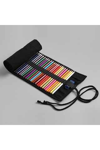 Sanat Malzemeleri Boya Fırçası Taşıyıcı Portföy Tuval Kılıfı Roll Up Kalemlik Resim Çantası Siyah