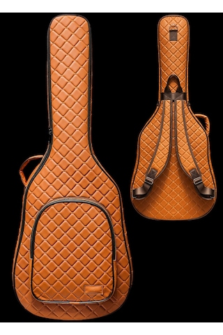 Klasik Gitar Çantası-kılıfı-kalın-gigbag-kahverengi Kapitoneli-suni Deri
