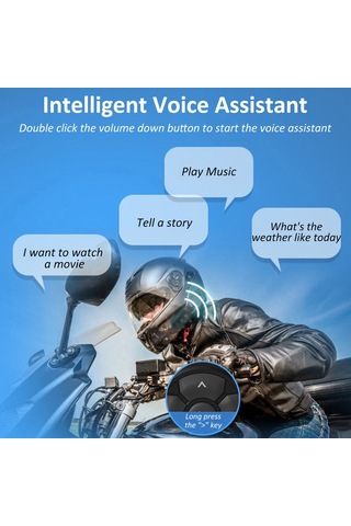 Jeehugo Motosiklet Için Bt 5.3 Kontrol Cihazı - Ip67 Su Geçirmez, Ses Düzeyi Ve Şarkı Değiştirme, Ses Asistanı, 100 Saat Kullanım Süresi