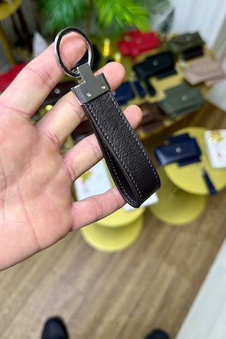 Kahverengi Hakiki Deri Premium Anahtarlık Kişiye Özel İsim Baskılı