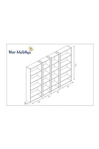 Nur Mobilya 4'lü Kitaplık Seti Atlantikçam Beyaz Bazalı Model