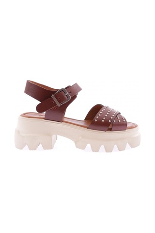 Dgn 142 Kadin Kalin Taban Çapraz Bantli Taşli Sandalet 142-207-R0685 Kahverengi