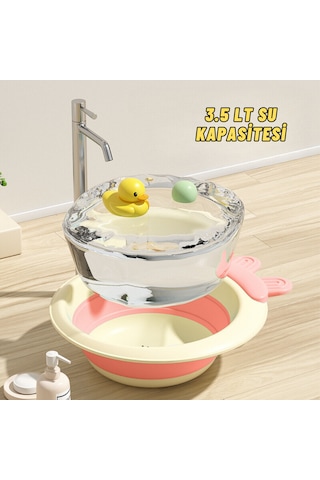 Katlabilir Yenidoğan Bebek Ve Çocuk Banyo Yıkama Kovası Pembe