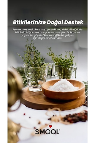 Smool Epsom Tuzu X3 1000 Grx3 , Ingiliz Tuzu, Magnezyum Sülfat, Katkısız, Doğal 3 Kg