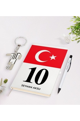 Kişiye Özel Siyah-Beyaz Tasarımlı Isimli Defter Kalem Ve Formalı (540170166)