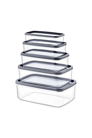 Kapris Dikdörtgen Erzak Saklama Kabı 5'li Antrasit