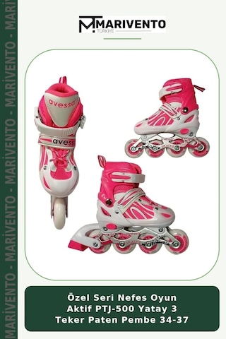 Özel Seri Nefes Oyun Aktif Ptj-500 Yatay 3 Teker Paten Pembe 34-37