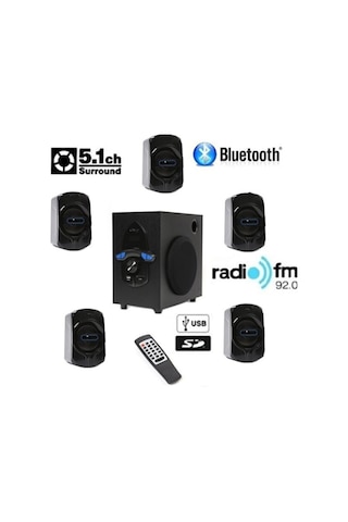 Ts-52 Ses Sistemi 5.1 Kanal Bluetooth Fm Radyo Sd Kart Ve Usb Girişli 5+1 Ev Sinema Sistemi Uzaktan Kumandalı Hoparlör