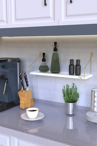 Duvar Rafı Kitaplık Mutfak Banyo Yaşam Alanı 15 X 55 Cm 1 Adet Beyaz