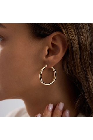 14k Altın Halka Küpe 3 Mm 3.3 Cm T14309 Renkli