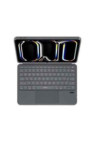 İpad Pro 11 2020 2.nesil Uyumlu Wiwu Mk-005 Combo 3in1 Kalem Bölmeli Klavyeli Standlı Kılıf Gri