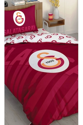 Taç Taraftar Lisanslı Tek Kişilik Nevresim Takımı-gs Kırmızı Logo Kırmızı