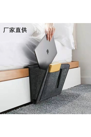 Jeehugo Yatak Başlığı Felt Depolama Çantası Büyük Boy 32x10x20 Cm Hafif Gri - Ev İçin Kolay Kullanıma Uygun Dayanıklı Taşınabilir Dolap DiğER