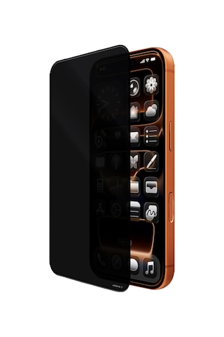 Apple Uyumlu iPhone 13 Mohseven Safir Coating Privacy Hayalet Temperli Cam Ekran Koruyucu Siyah